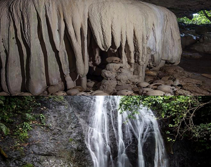 Limestone skull cave and a jungle waterfall in Milne Bay